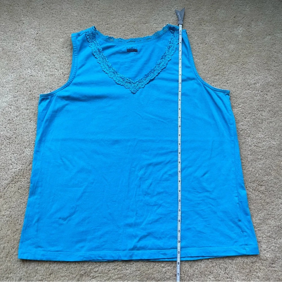 Basic Editions Women’s Blue V-Neck Tank Top - Size XL - VGUC - 100% Cotton - Picture 6 of 7